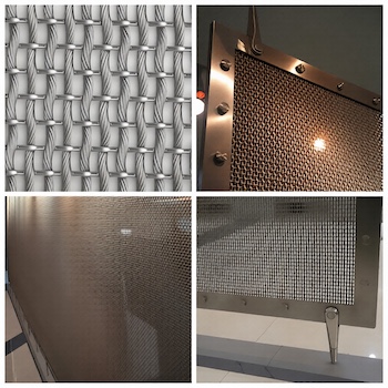 Close-up detail of BZ-1706C stainless steel cable-rod woven mesh, showing tightly interlaced horizontal cables and vertical rods with a modern metallic texture for hotel metal screens Close-up detail of BZ-1706C stainless steel cable-rod woven mesh, showing tightly interlaced horizontal cables and vertical rods with a modern metallic texture for hotel metal screens