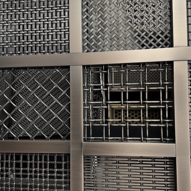 PVD antique bronze coated architectural woven wire mesh samples. PVD antique bronze coated architectural woven wire mesh samples.